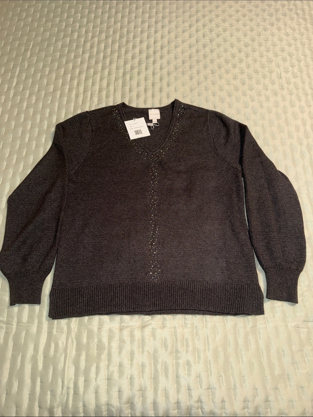 Zack & Rachel Dark Gray V-Neck Sweater with Subtle Detail